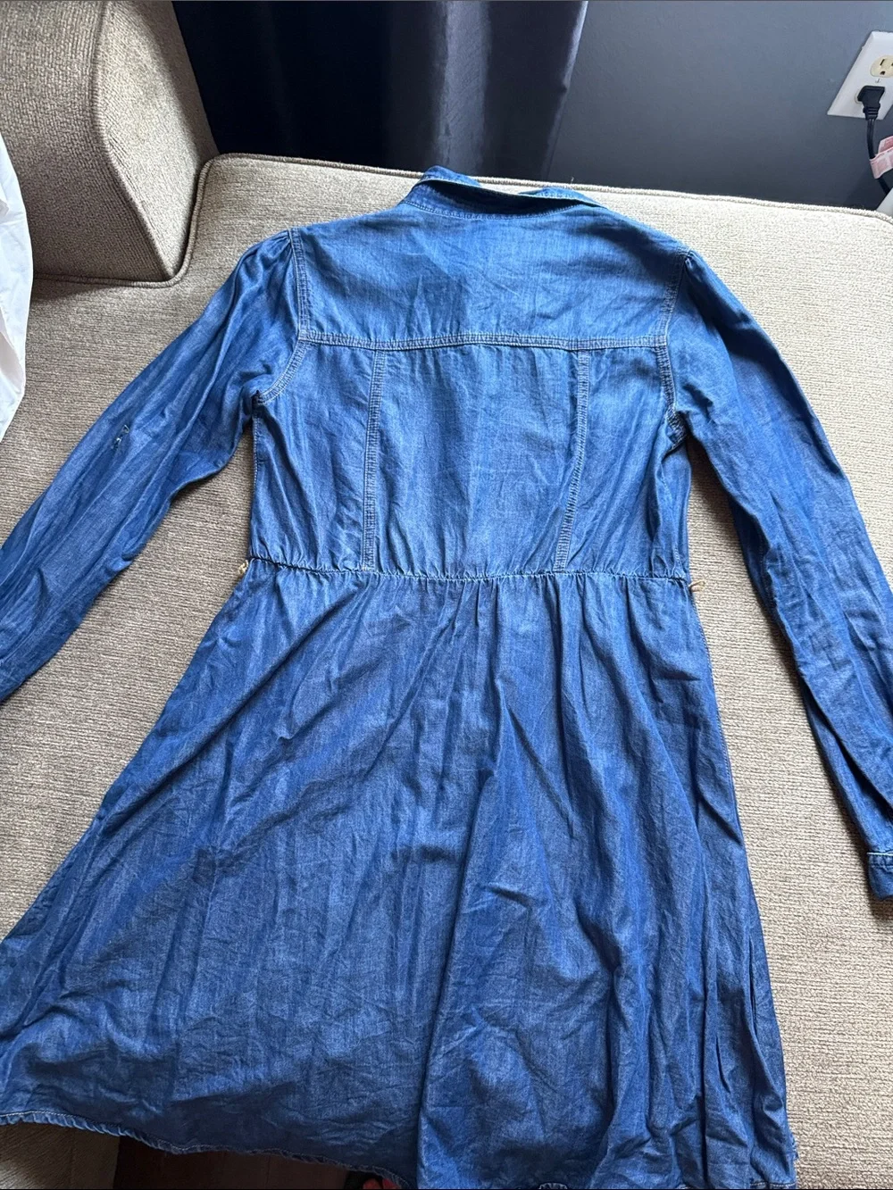 Justice Girls Denim Blue Long Sleeve Shirt Dress